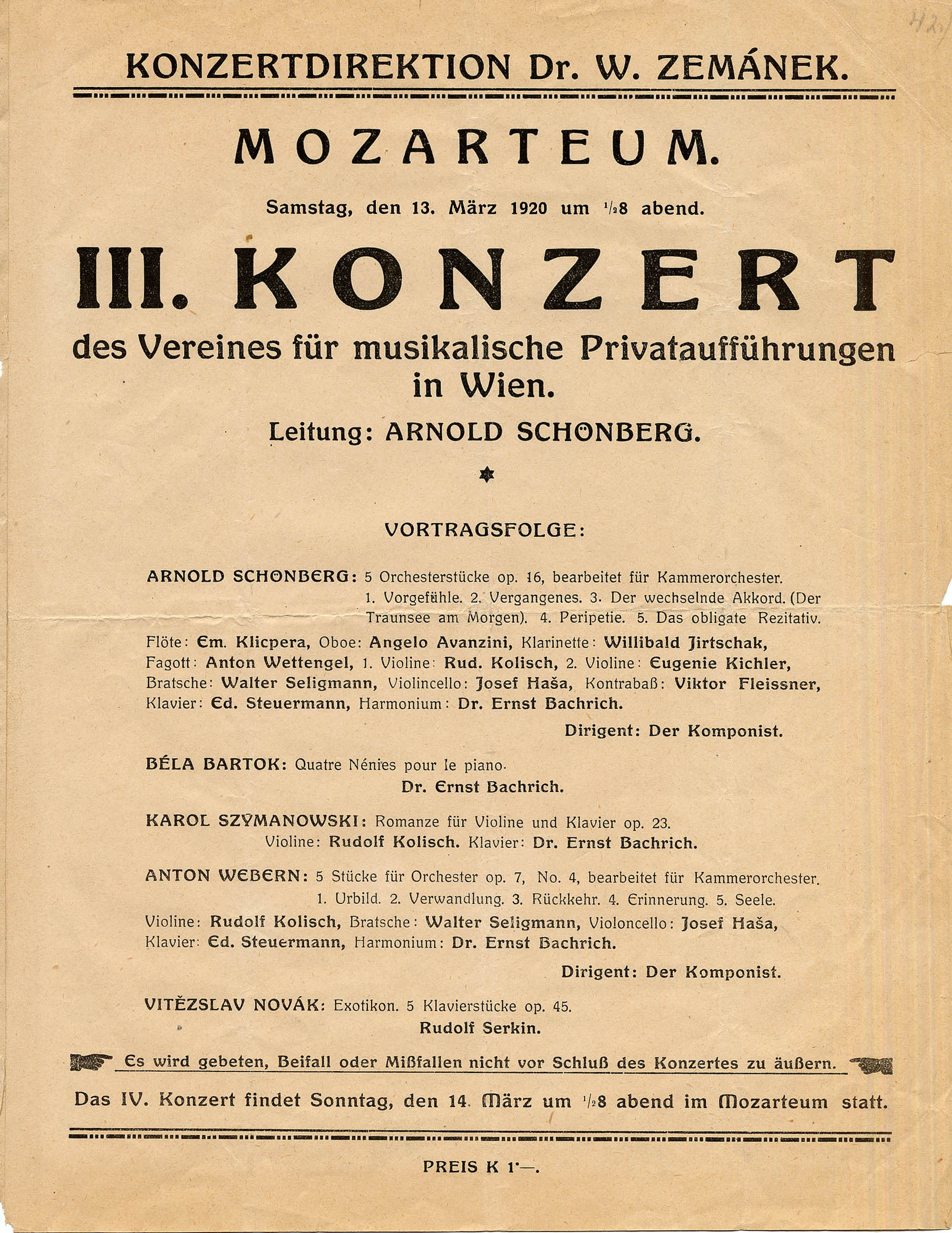 Arnold Schönberg: Harmonielehre, Titelblatt